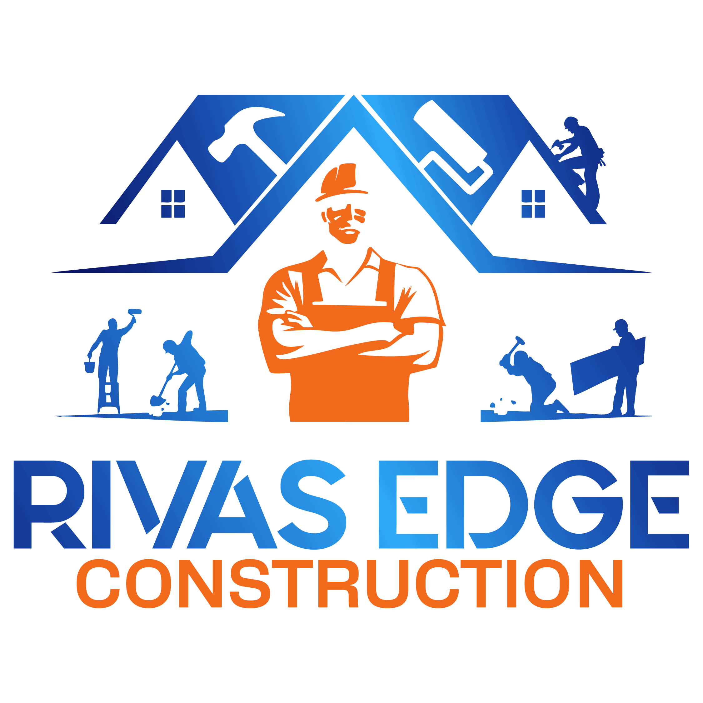 Rivas Edge Construction logo with builder and house icons.